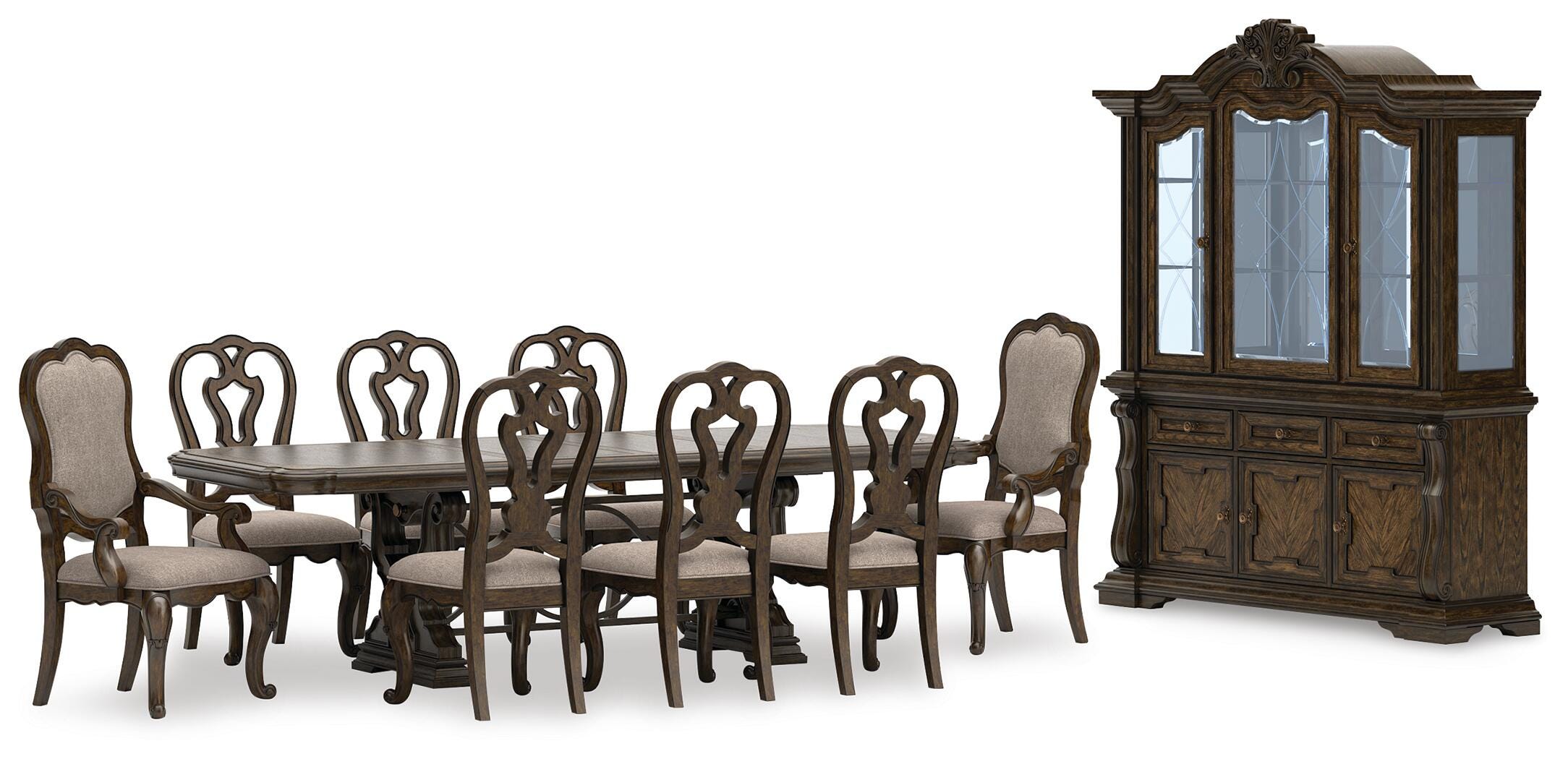 Maylee Extendable Dining Table and 8 Chairs with Storage