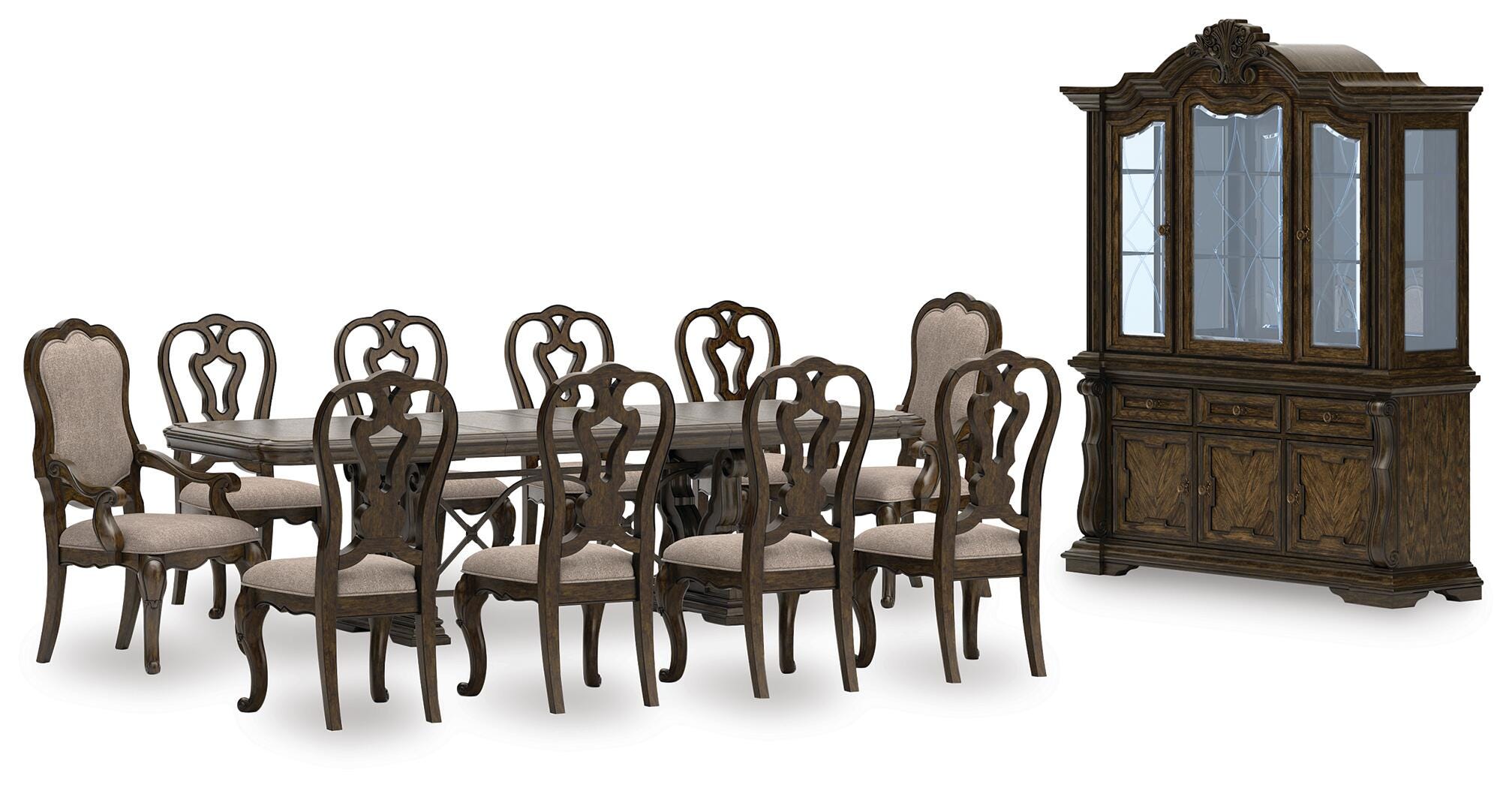 Maylee Extendable Dining Table and 10 Chairs with Storage