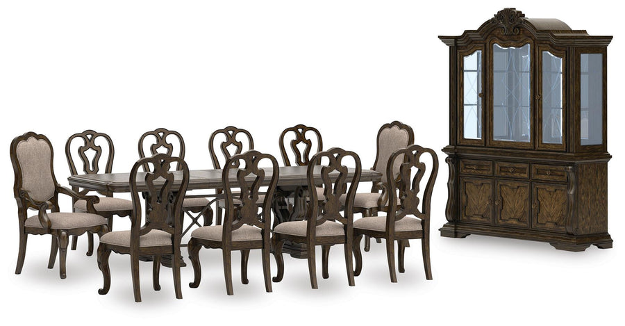 Maylee Extendable Dining Table and 10 Chairs with Storage