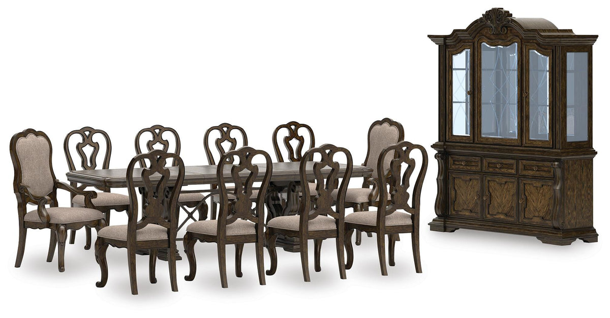 Maylee Extendable Dining Table and 10 Chairs with Storage