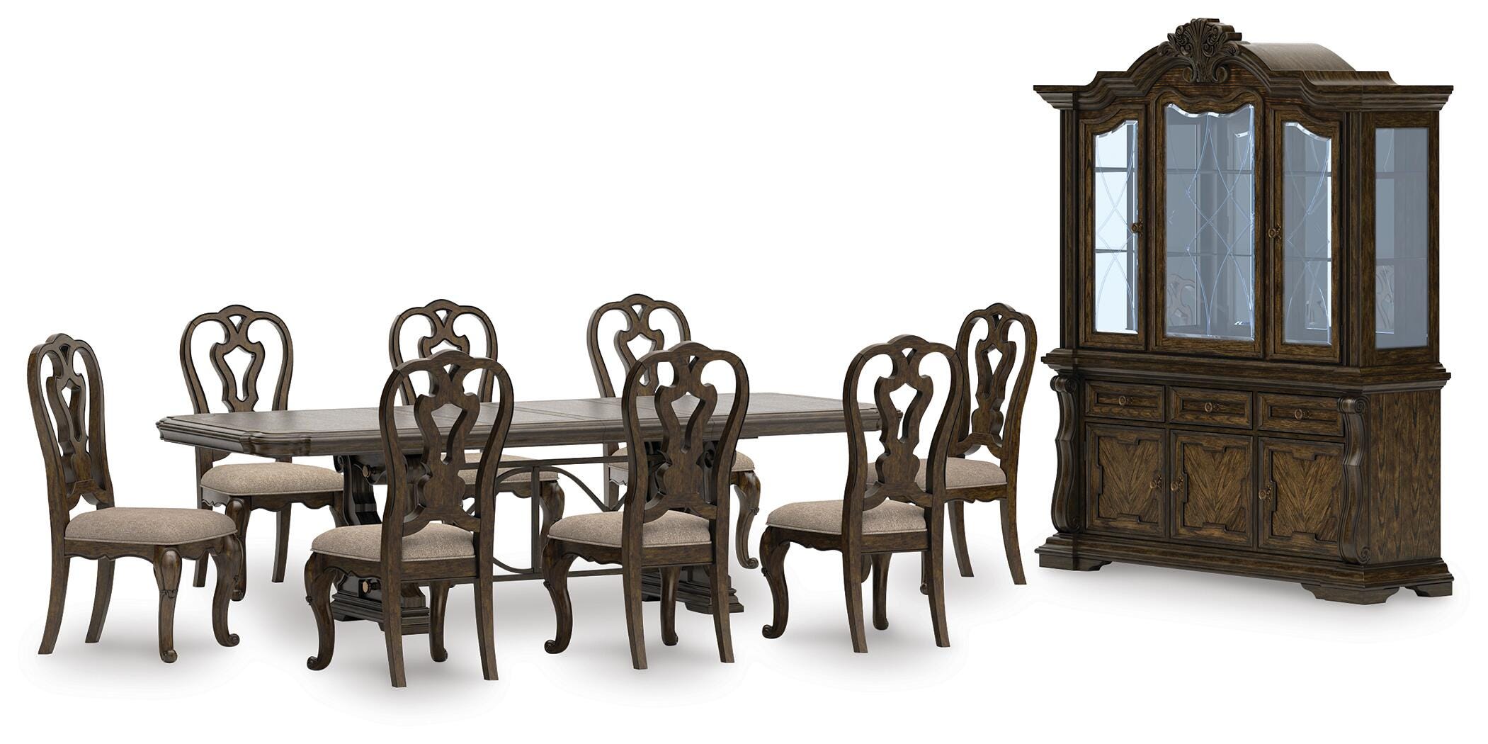 Maylee Extendable Dining Table and 8 Chairs with Storage