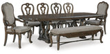 Maylee Extendable Dining Table and 6 Chairs and Bench