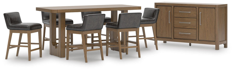 Cabalynn Counter Height Dining Table and 6 Barstools with Storage