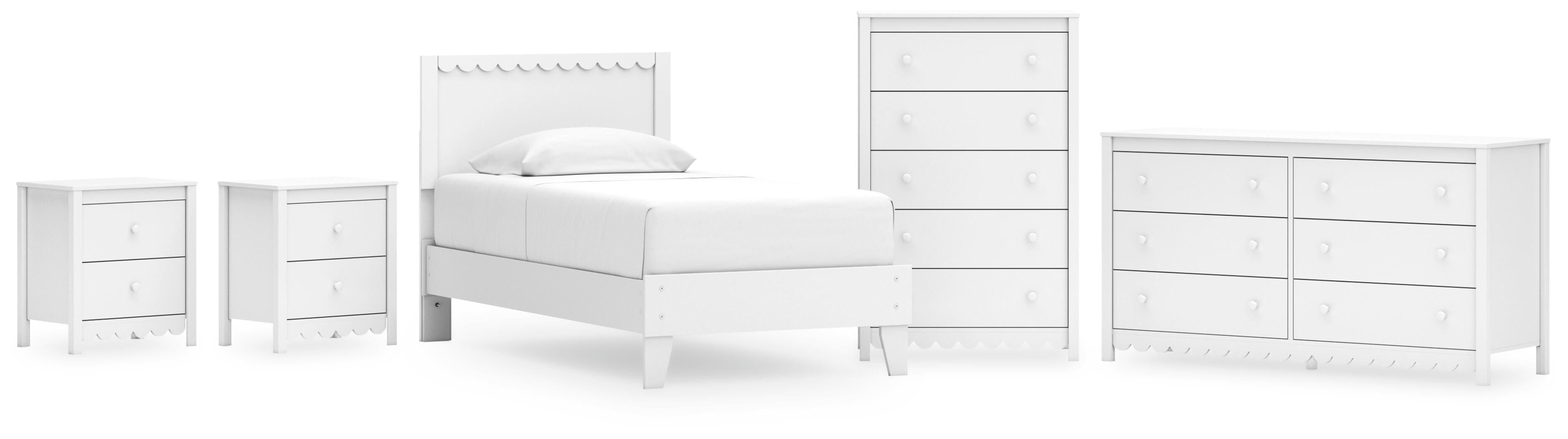 Hallityn Panel Platform Bed, Dresser, Chest and 2 Nightstands