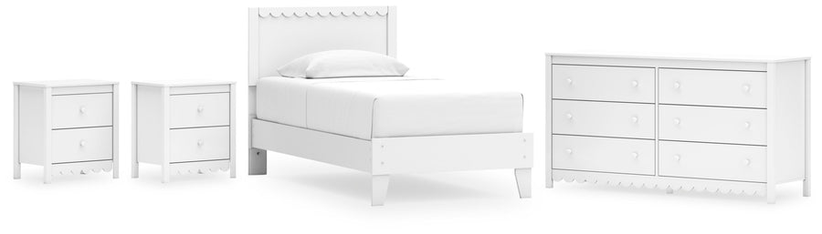 Hallityn Panel Platform Bed, Dresser and 2 Nightstands