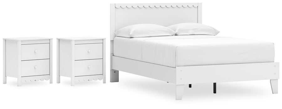 Hallityn Panel Platform Bed and 2 Nightstands