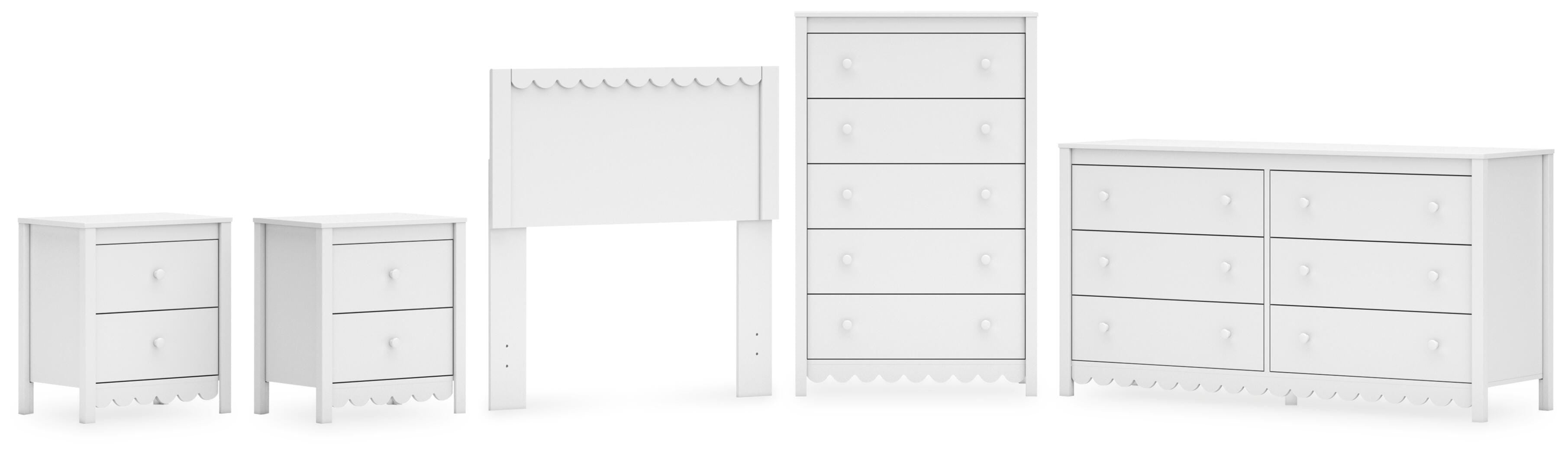 Hallityn Panel Headboard, Dresser, Chest and 2 Nightstands