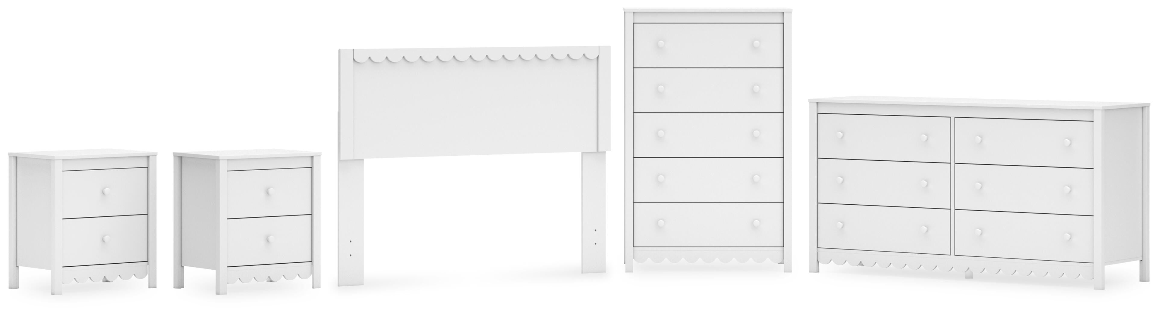 Hallityn Panel Headboard, Dresser, Chest and 2 Nightstands