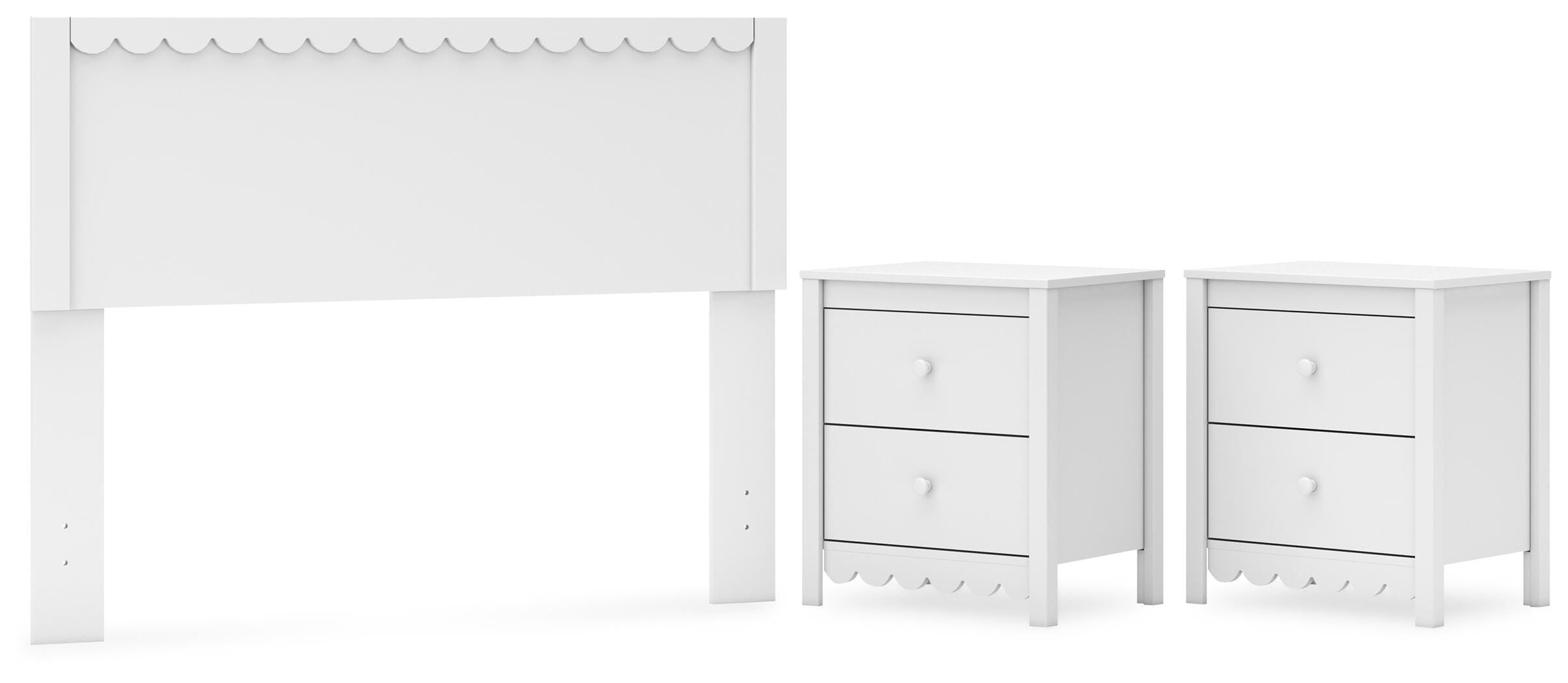Hallityn Panel Headboard and 2 Nightstands