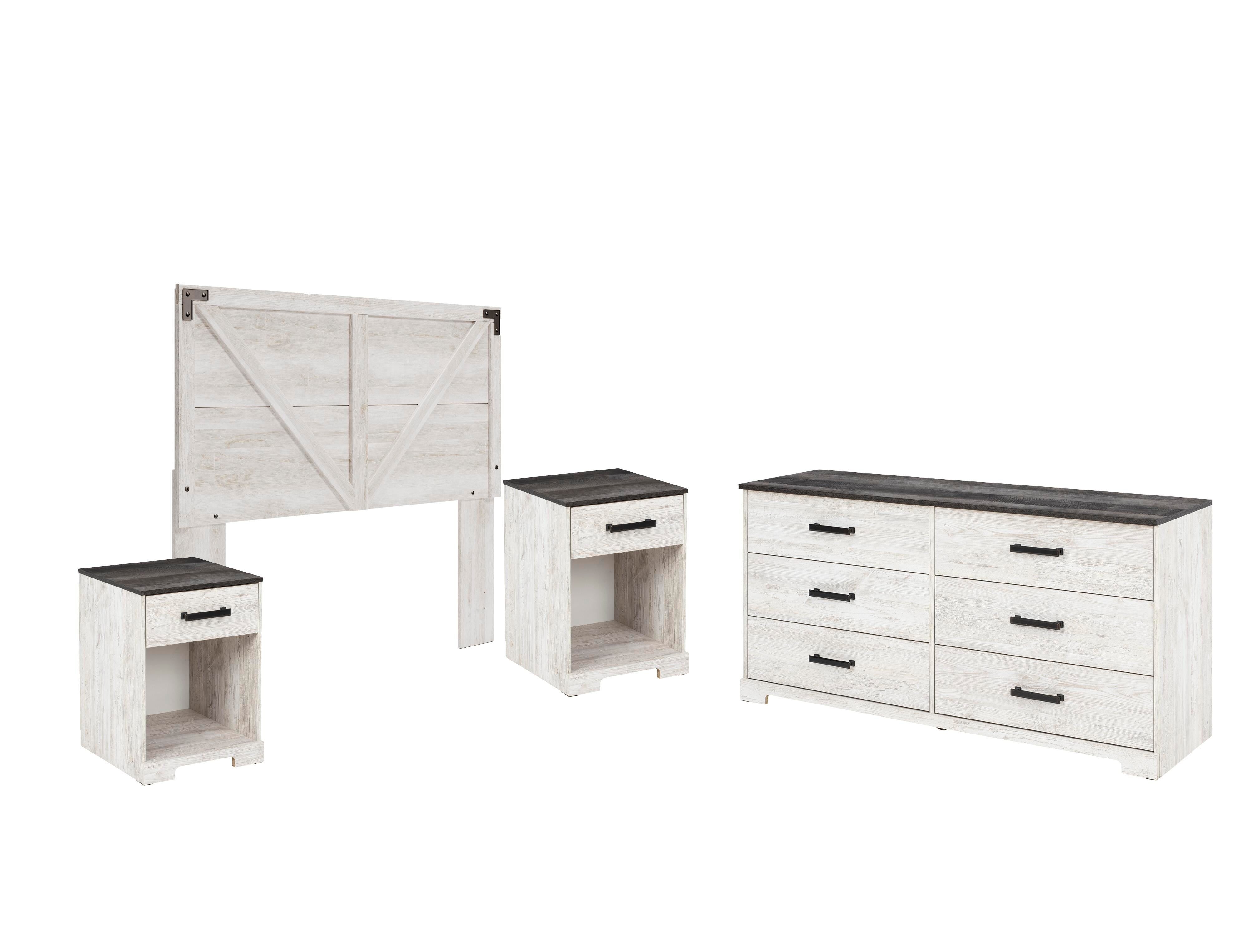 Shawburn Crossbuck Panel Headboard, Dresser and 2 Nightstands