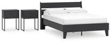 Socalle Panel Platform Bed and 2 Nightstands