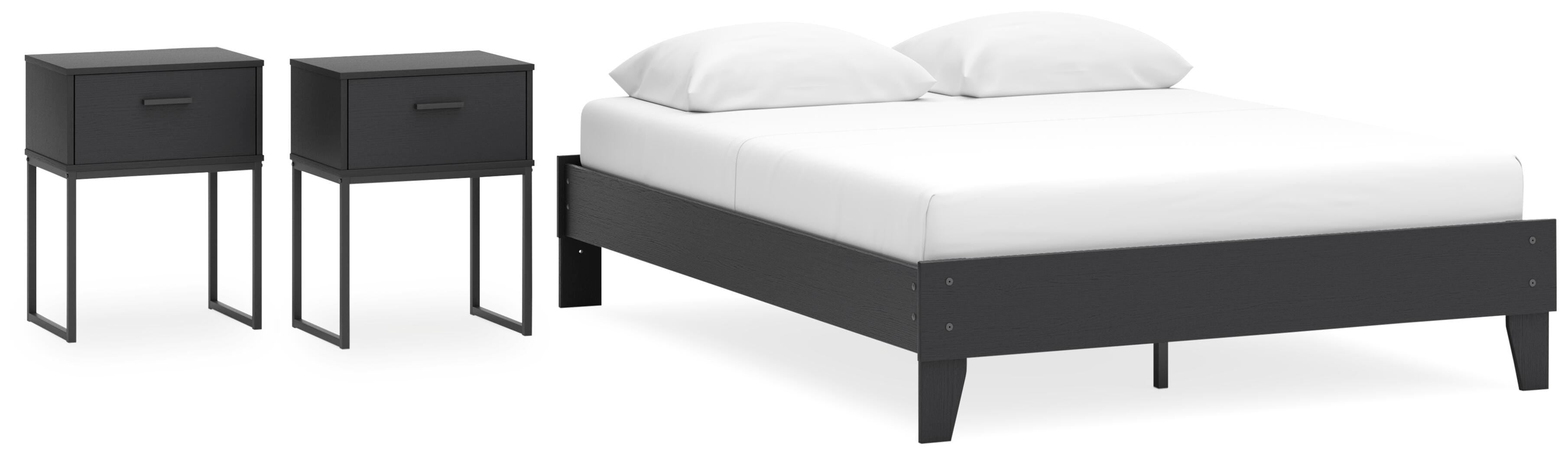 Socalle Platform Bed and 2 Nightstands
