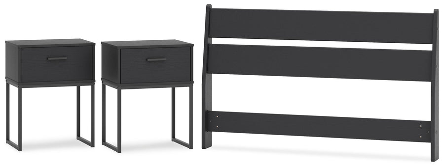 Socalle Panel Headboard and 2 Nightstands