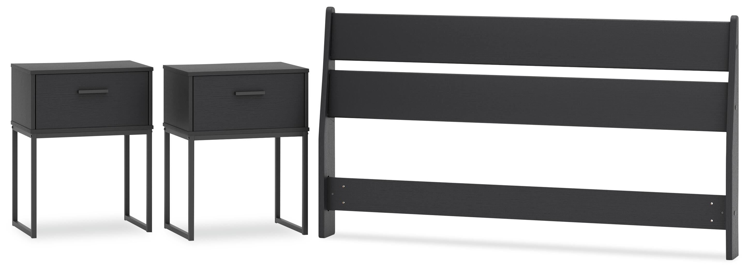 Socalle Panel Headboard and 2 Nightstands