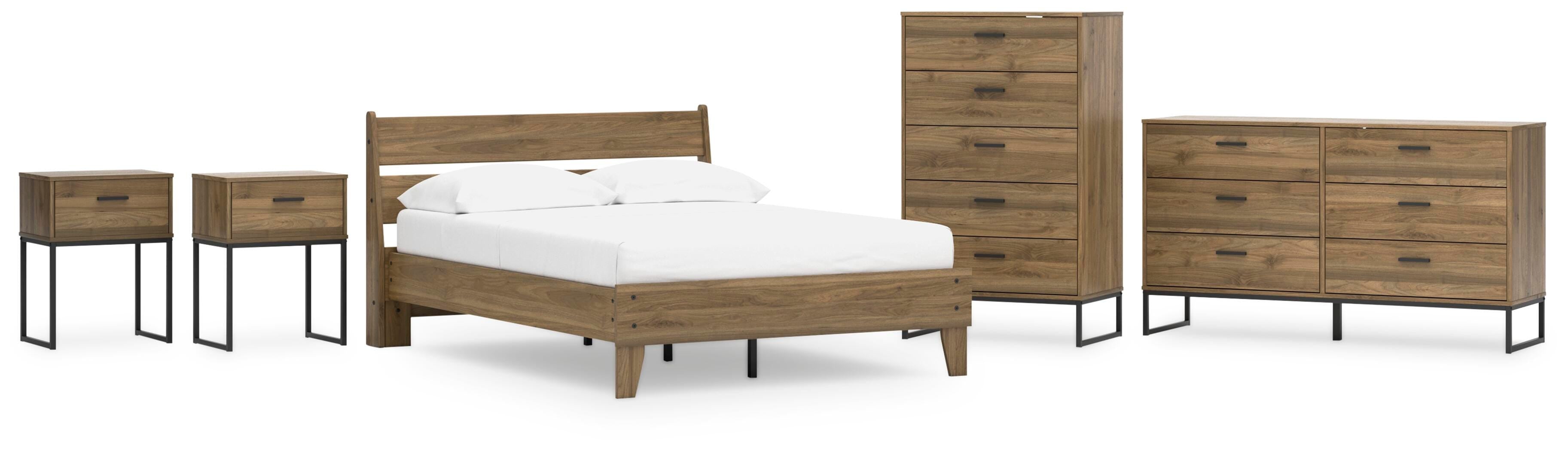 Deanlow Platform Panel Bed, Dresser, Chest and 2 Nightstands
