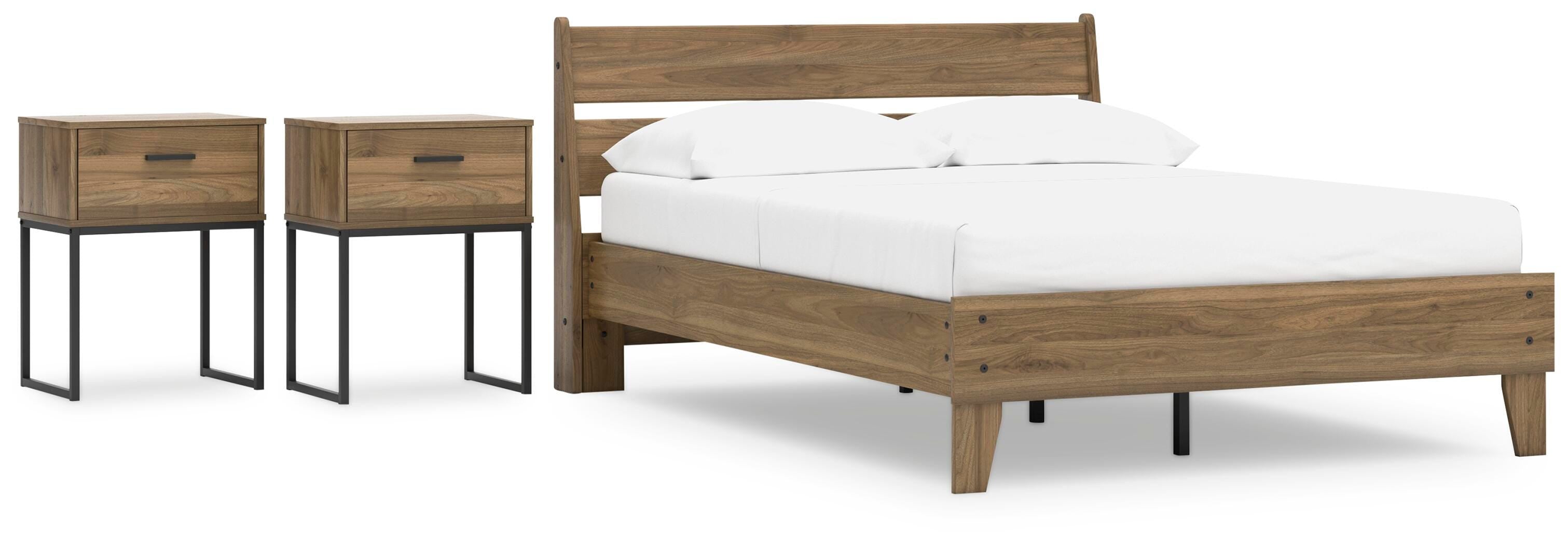 Deanlow Platform Panel Bed and 2 Nightstands