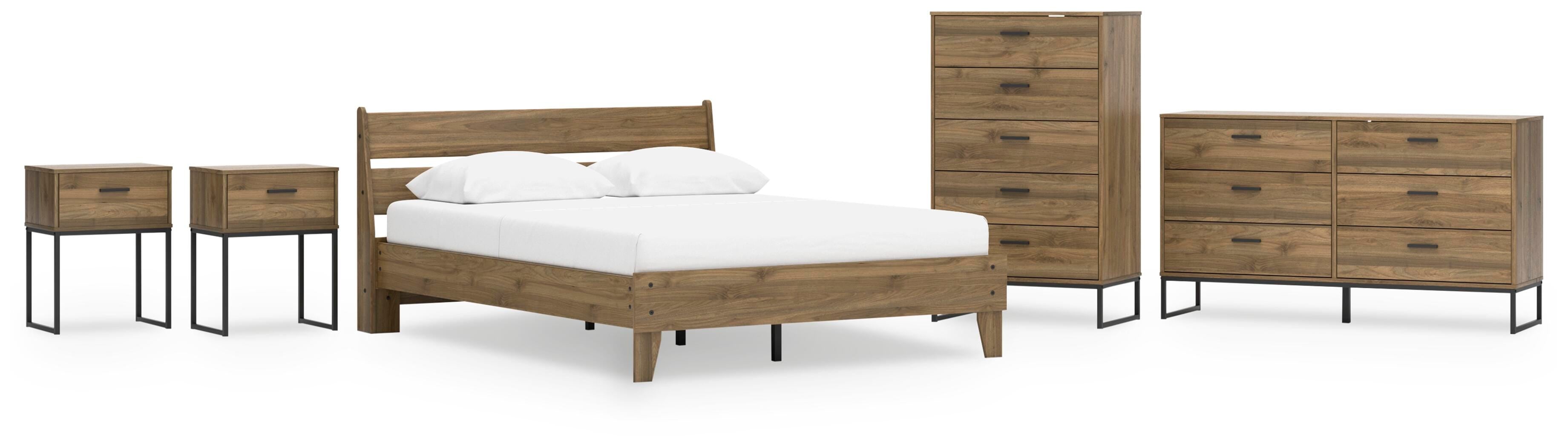Deanlow Platform Panel Bed, Dresser, Chest and 2 Nightstands