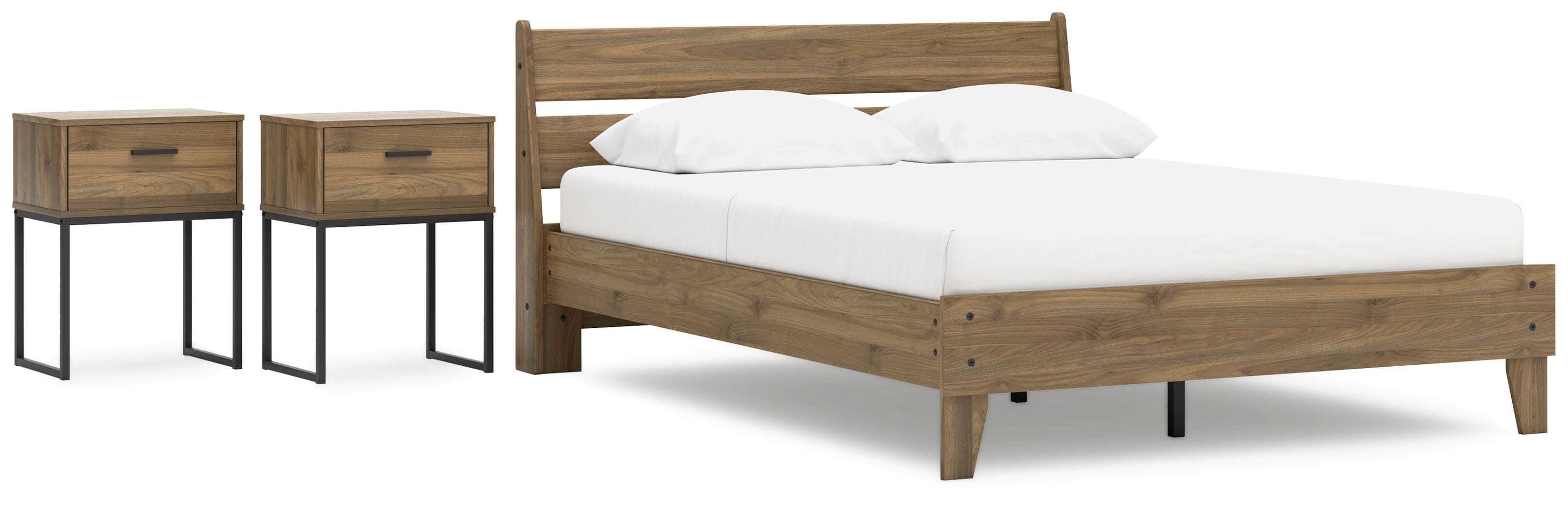 Deanlow Platform Panel Bed and 2 Nightstands