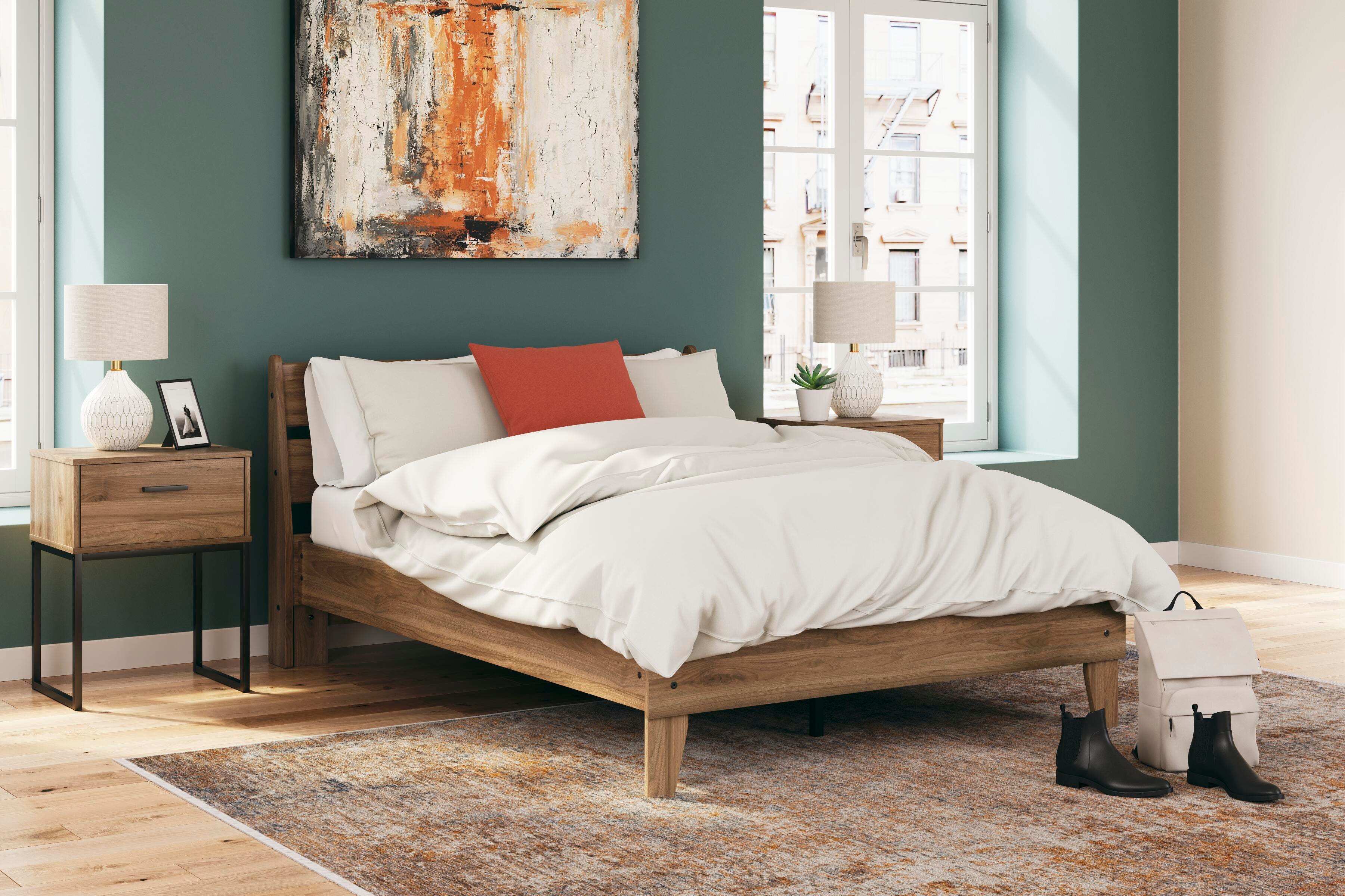 Deanlow Platform Panel Bed and 2 Nightstands