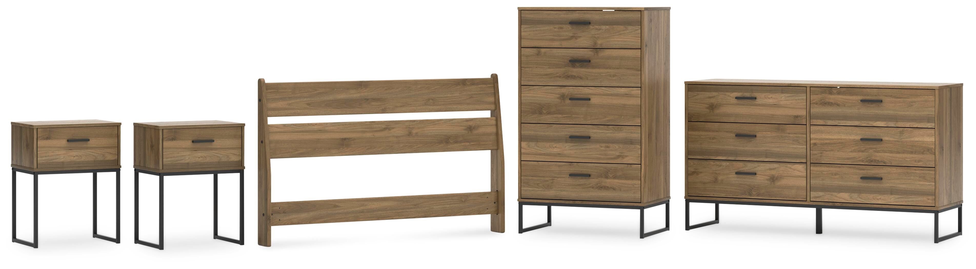 Deanlow Panel Headboard, Dresser, Chest and 2 Nightstands