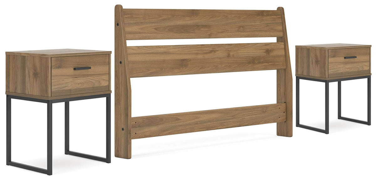 Deanlow Panel Headboard and 2 Nightstands