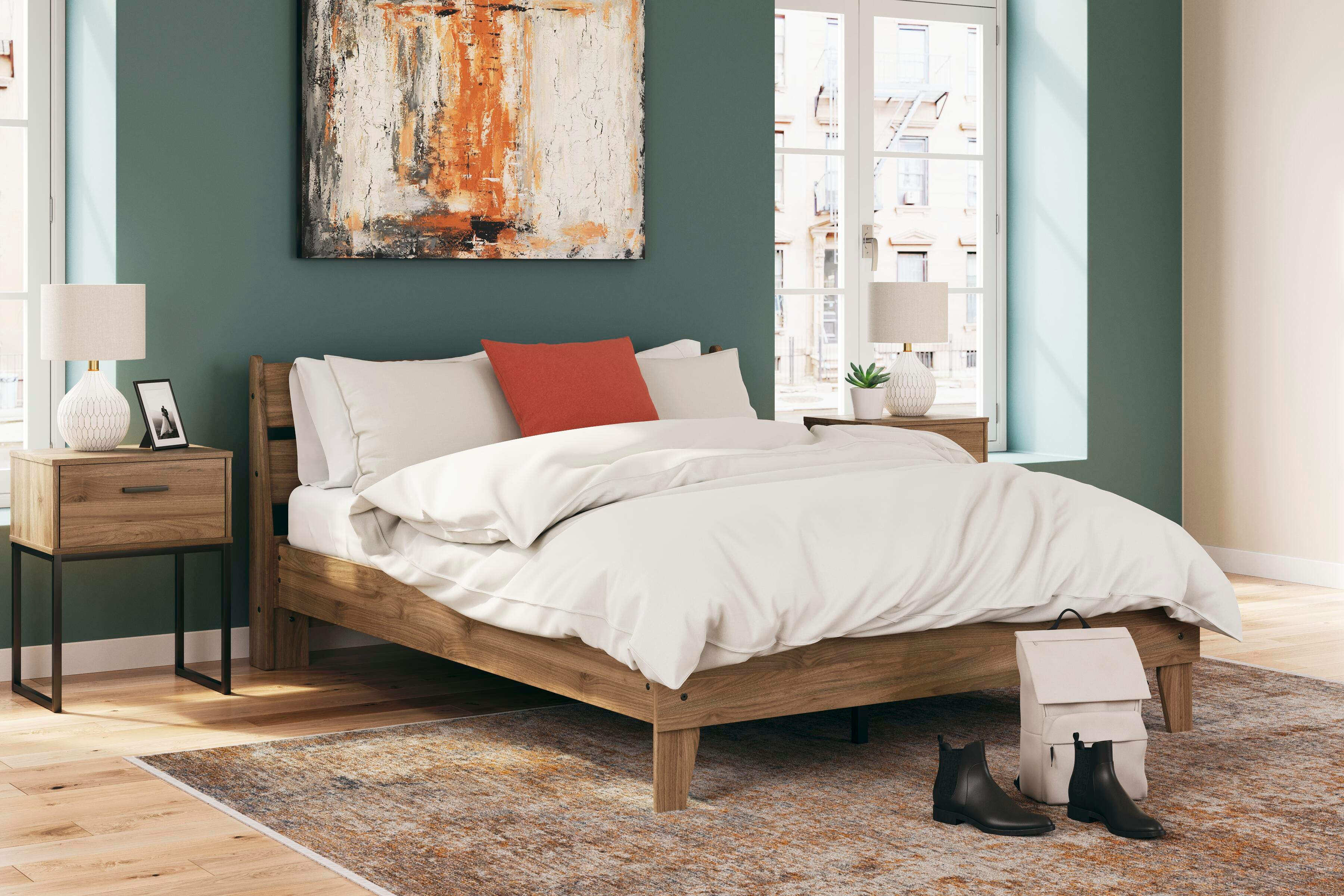 Deanlow Platform Panel Bed and 2 Nightstands