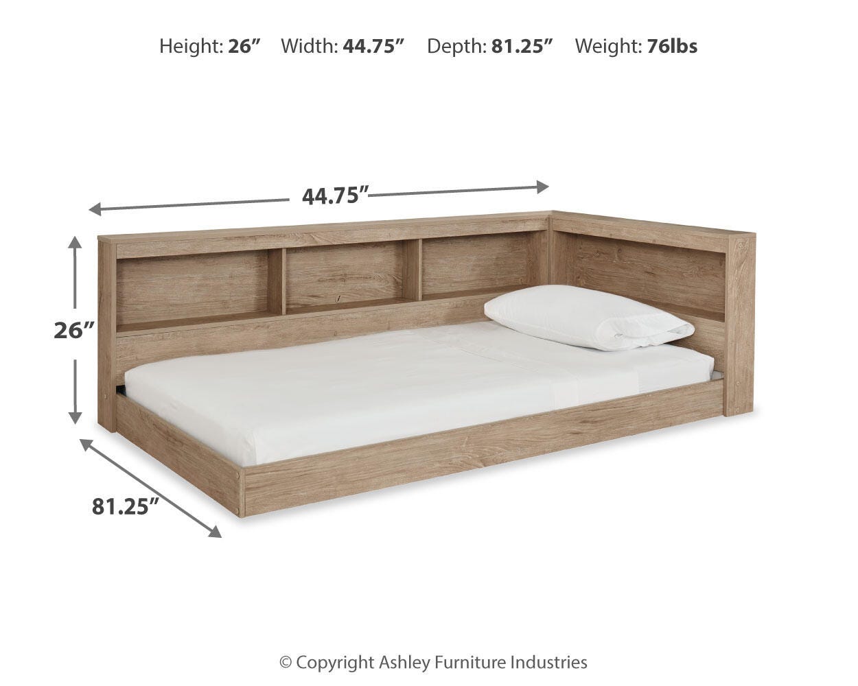 Oliah Bookcase Storage Bed