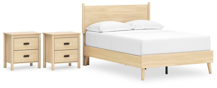 Cabinella Platform Panel Bed and 2 Nightstands