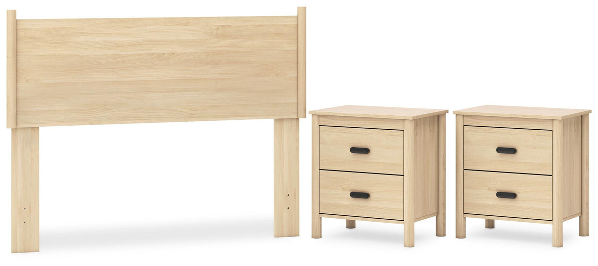 Cabinella Panel Headboard and 2 Nightstands