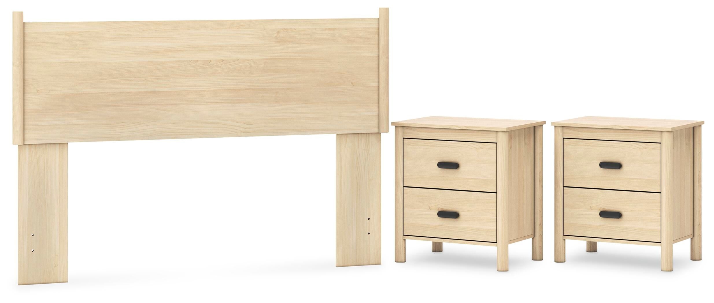 Cabinella Panel Headboard and 2 Nightstands
