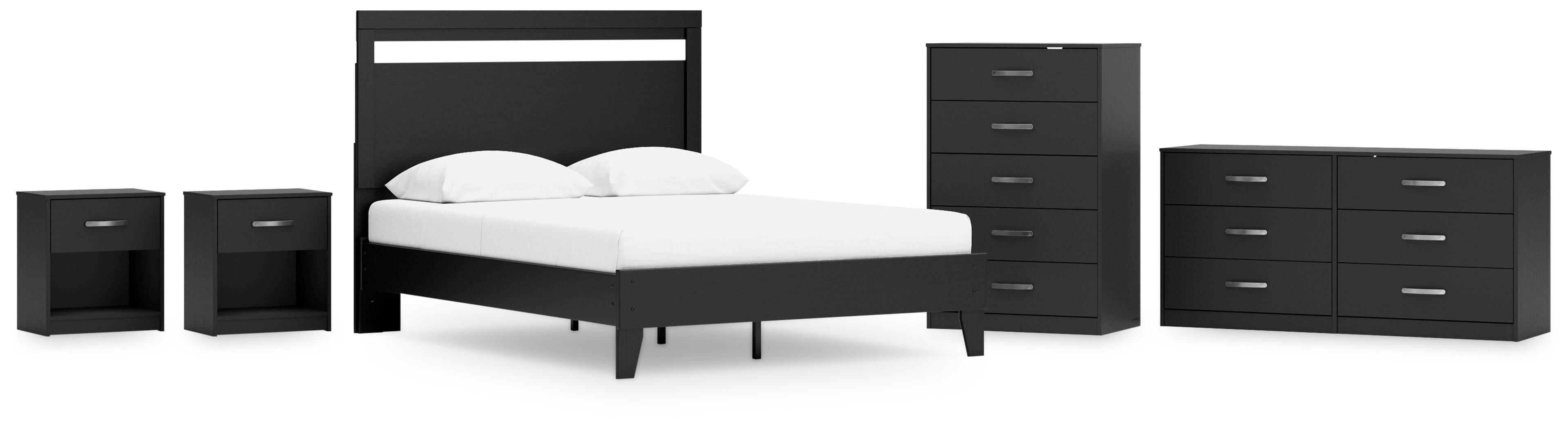 Finch Panel Platform Bed with Dresser, Chest and 2 Nightstands