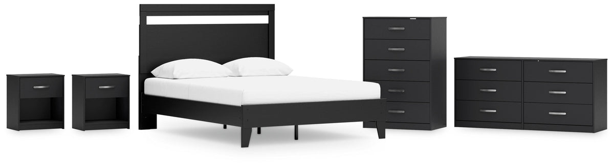 Finch Panel Platform Bed with Dresser, Chest and 2 Nightstands