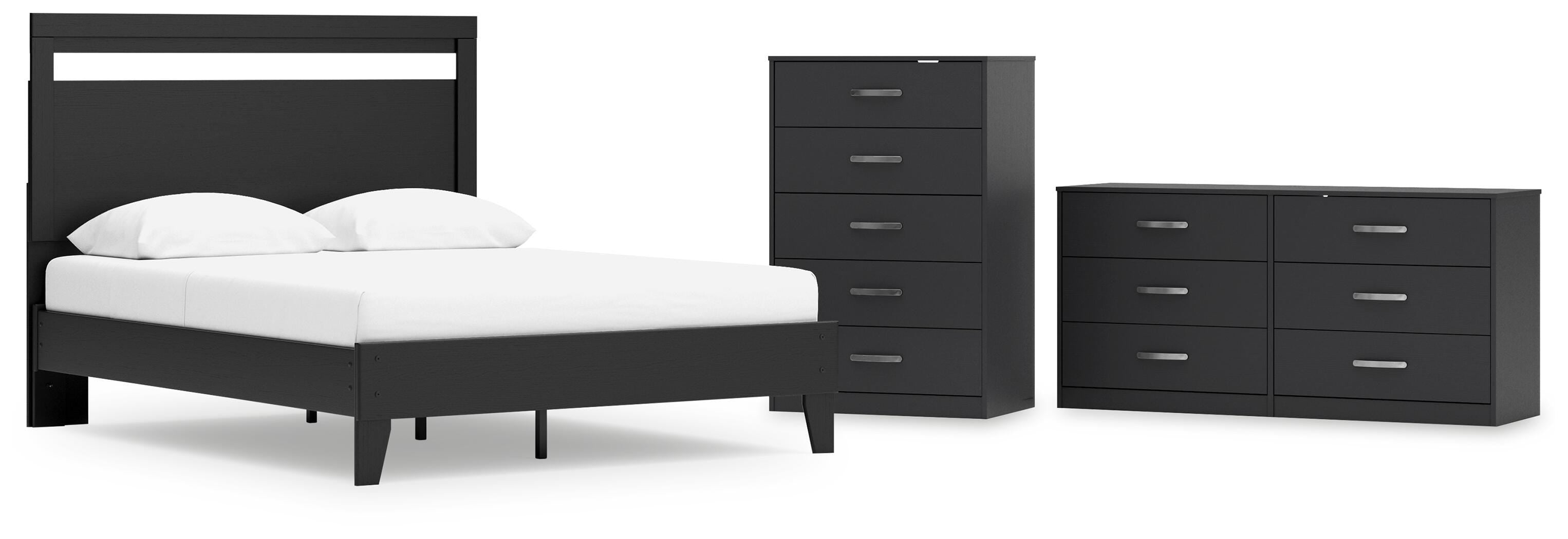 Finch Panel Platform Bed with Dresser and Chest