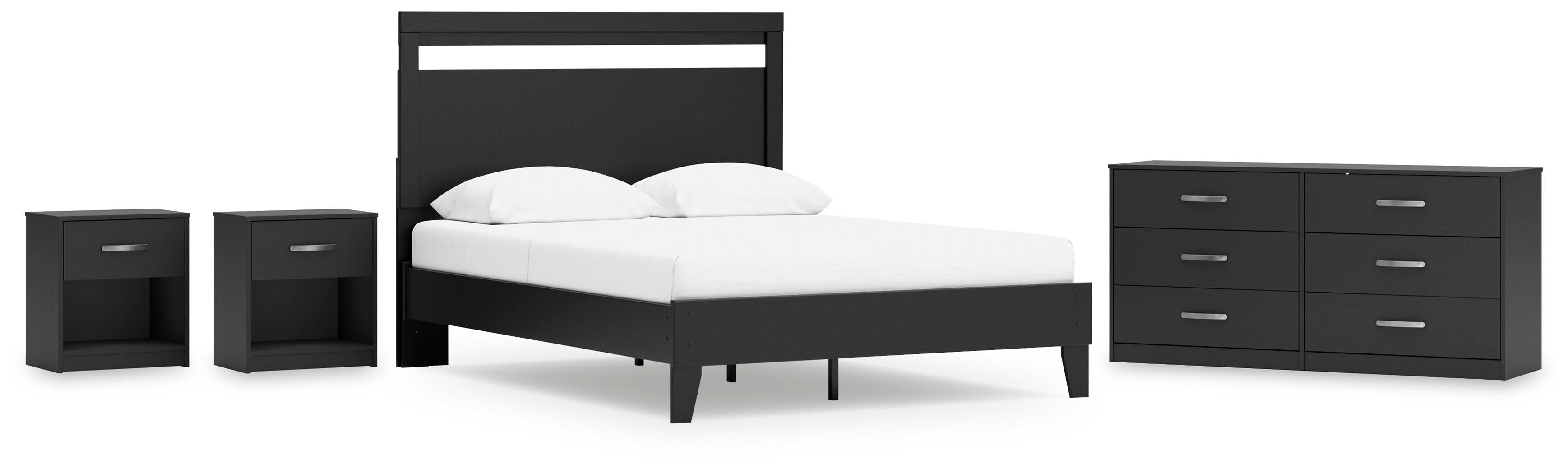 Finch Panel Platform Bed with Dresser and 2 Nightstands