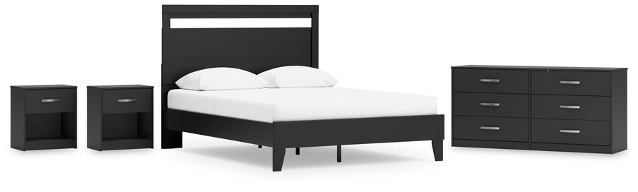 Finch Panel Platform Bed with Dresser and 2 Nightstands