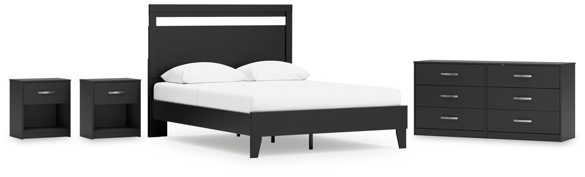 Finch Panel Platform Bed with Dresser and 2 Nightstands