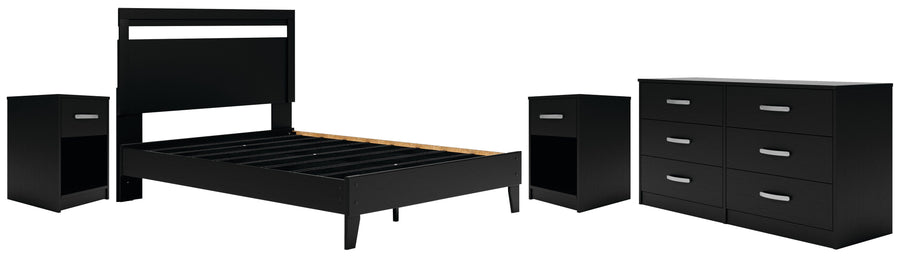 Finch Panel Platform Bed, Dresser and 2 Nightstands