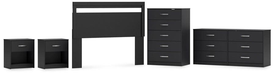 Finch Panel Headboard with Dresser, Chest and 2 Nightstands