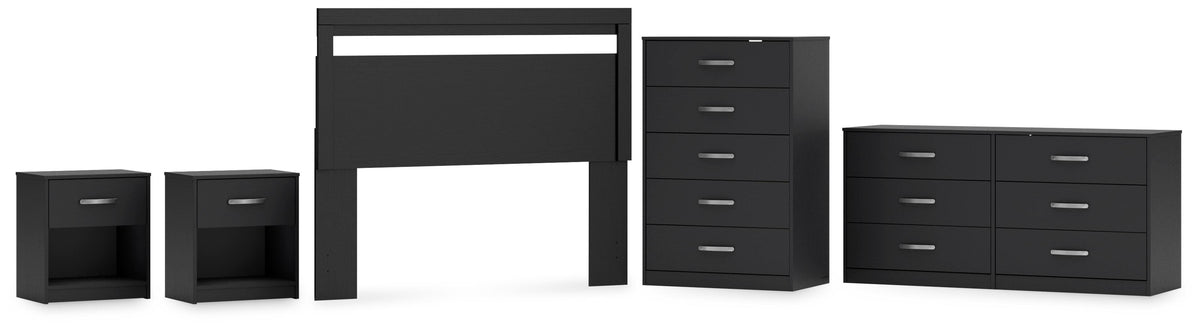 Finch Panel Headboard with Dresser, Chest and 2 Nightstands