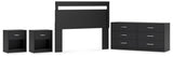 Finch Panel Headboard with Dresser and 2 Nightstands