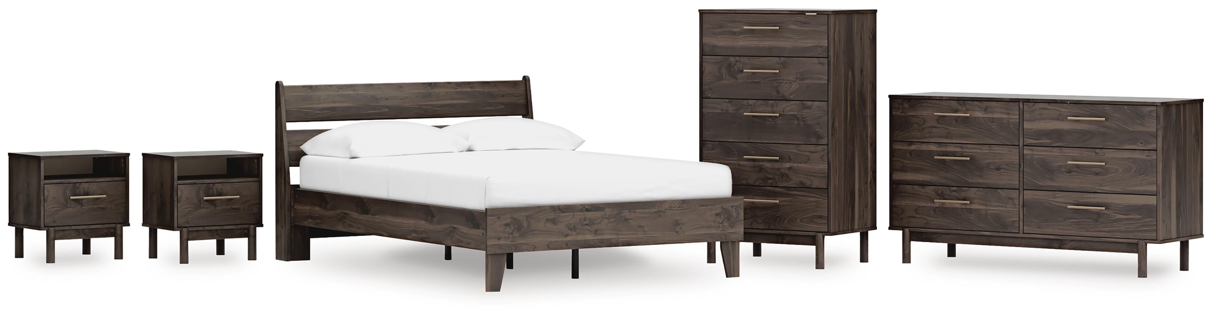 Calverson Panel Platform Bed, Dresser, Chest and 2 Nightstands