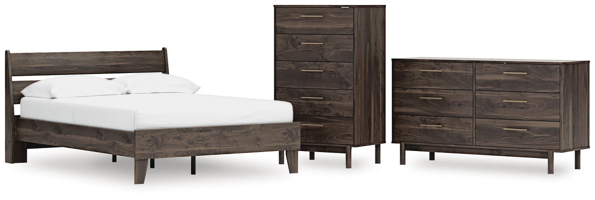 Calverson Panel Platform Bed, Dresser and Chest