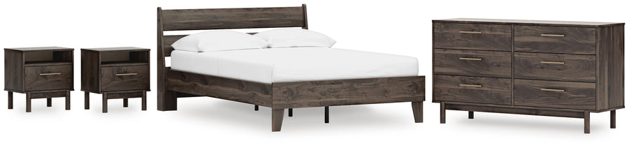 Calverson Panel Platform Bed, Dresser and 2 Nightstands