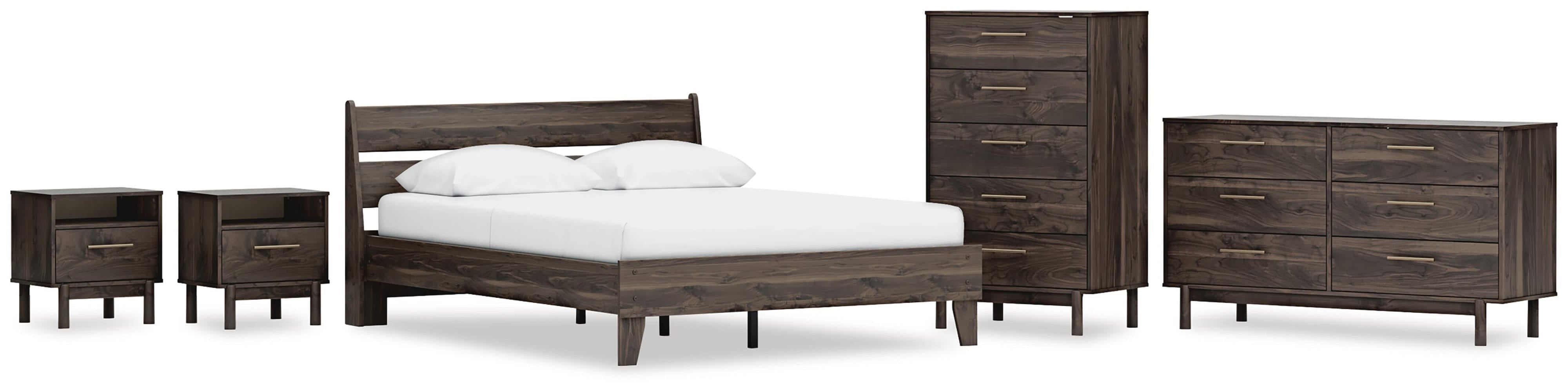 Calverson Panel Platform Bed, Dresser, Chest and 2 Nightstands