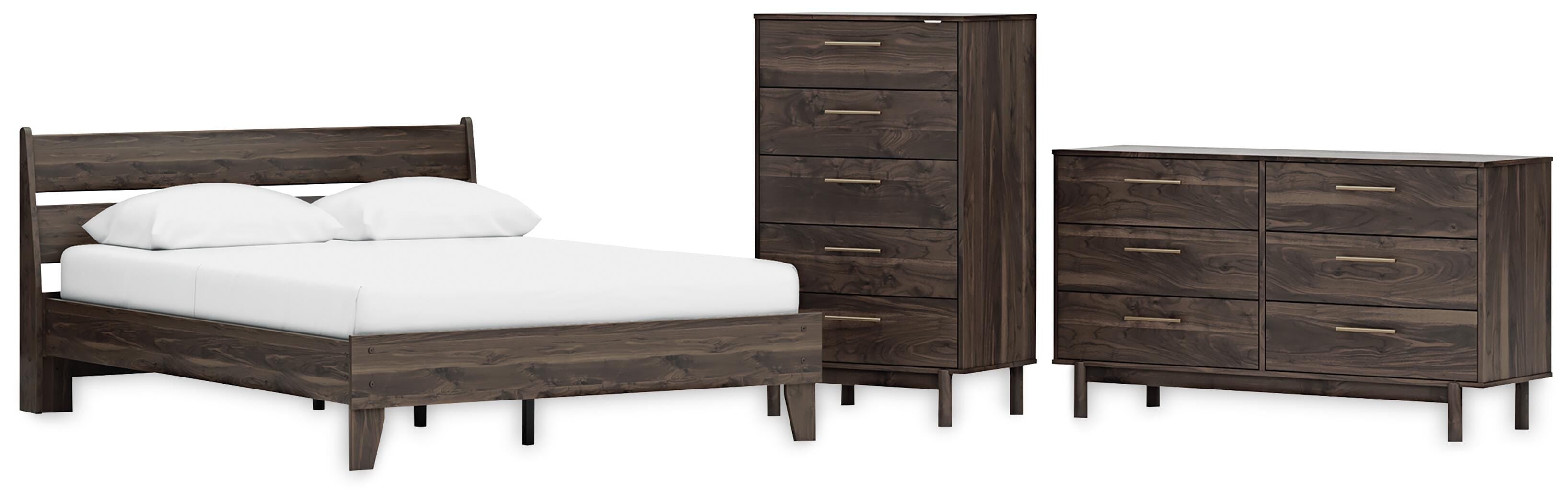 Calverson Panel Platform Bed, Dresser and Chest