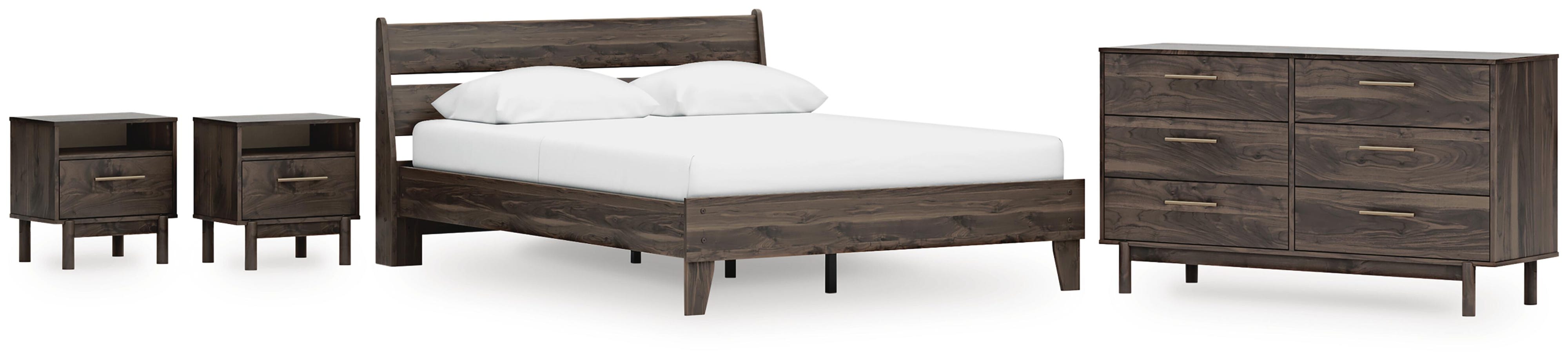 Calverson Panel Platform Bed, Dresser and 2 Nightstands
