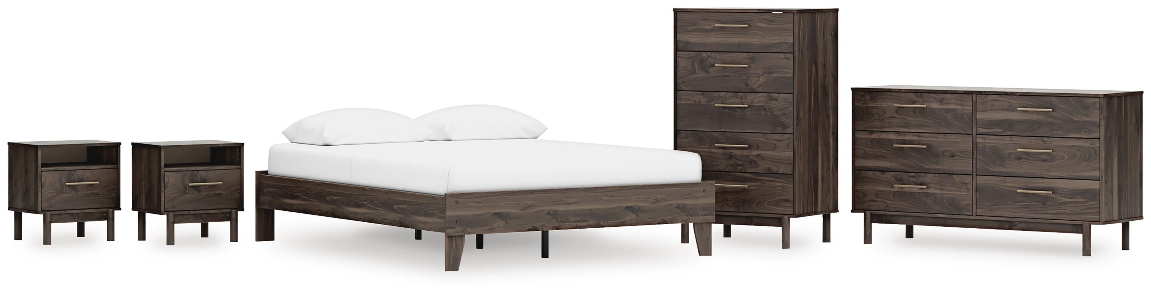 Calverson Platform Bed, Dresser, Chest and 2 Nightstands