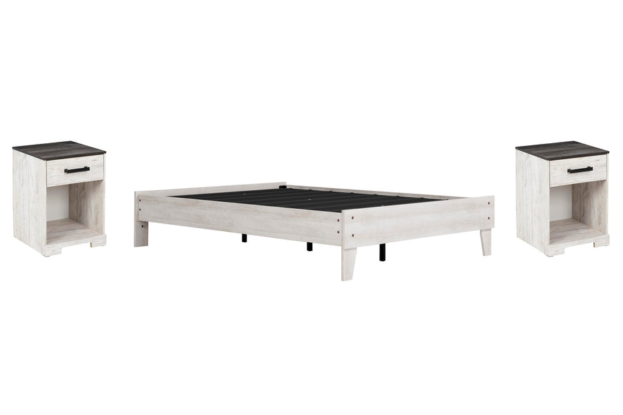 Shawburn Platform Bed and 2 Nightstands
