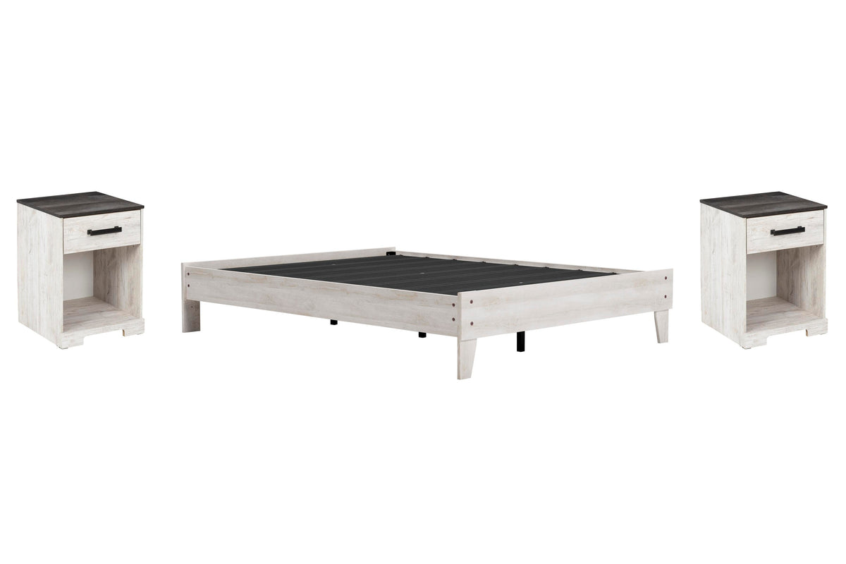 Shawburn Platform Bed and 2 Nightstands