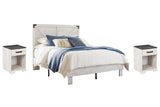 Shawburn Crossbuck Panel Platform Bed and 2 Nightstands